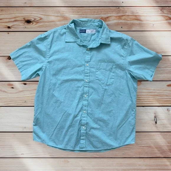 Old Navy | Shirts | Mens Old Navy Xl Short Sleeve Turquoise Casual Button  Down Shirt | Poshmark